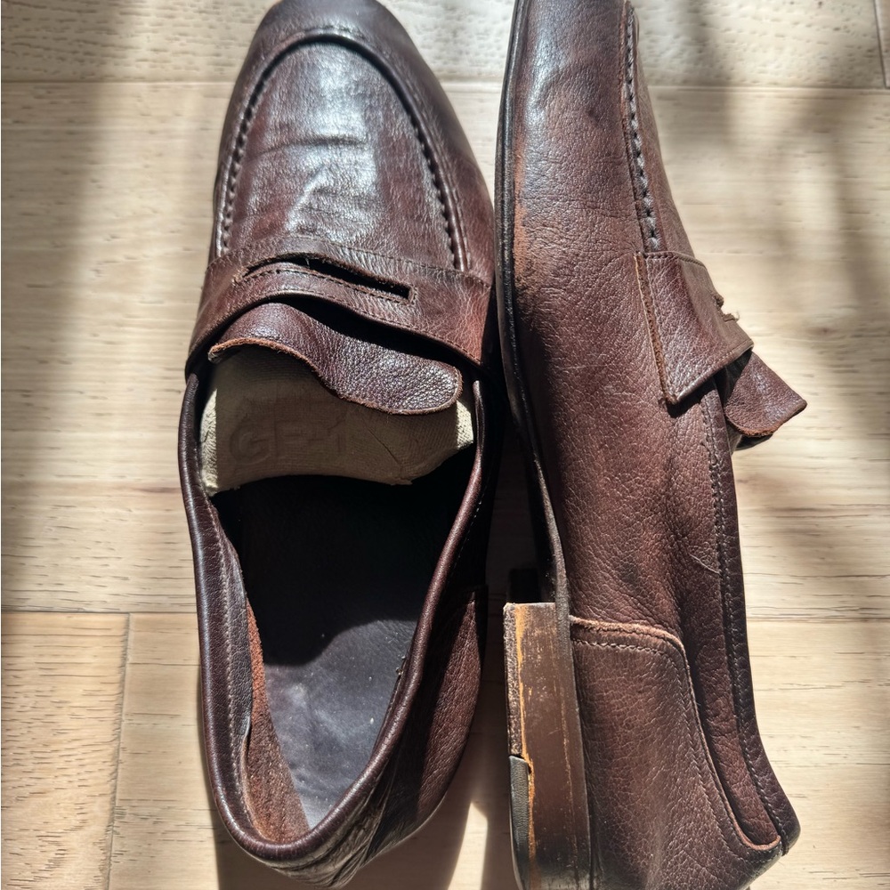 Brown Leather Penny Loafers Slip-On Shoes
